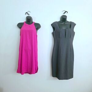 Cynthia Rowley Pink Sleeveless Shift Dress + Calvin Klein Gray Sheath - Sz 4